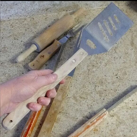 VTG 5 Piece Wooden Handle Kitchen BBQ Serving Utensils Bundle - Picture 9 of 14